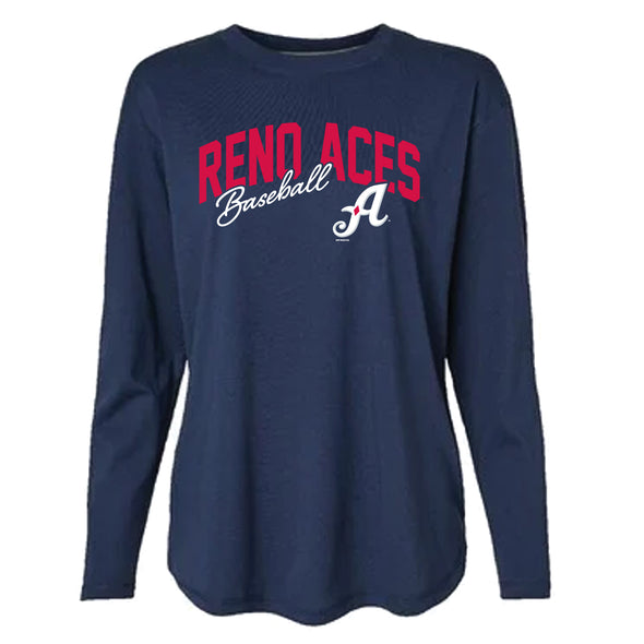 Reno Aces Ladies Navy Long Sleeve Tee