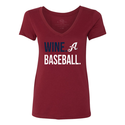Reno Aces Ladies Wine Baseball V-Neck Tee