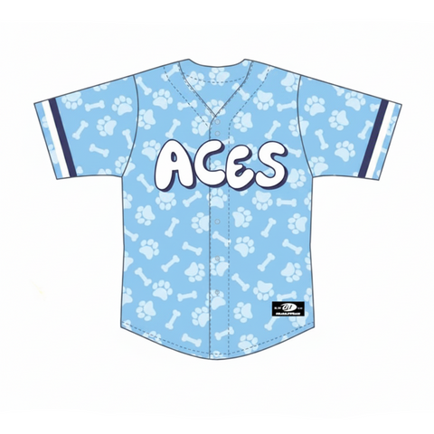 Reno Aces Bluey Theme Night Tod Blue Paw Print OT Sports Jersey