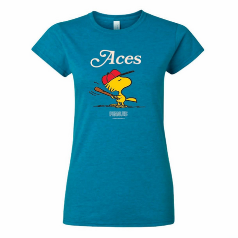 Reno Aces Ladies Peanuts Theme Night Woodstock Sapphire Tee