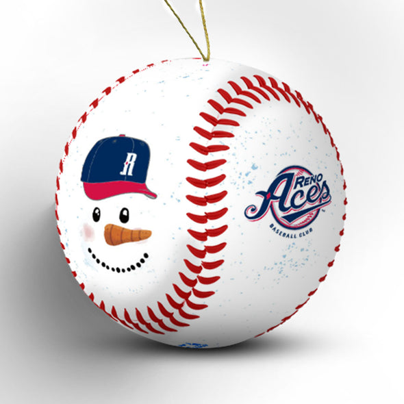 Aces Snowman Baseball Ornament