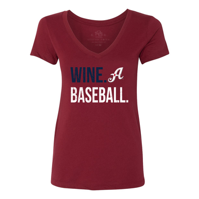 Ladies Wine Baseball V-Neck Tee